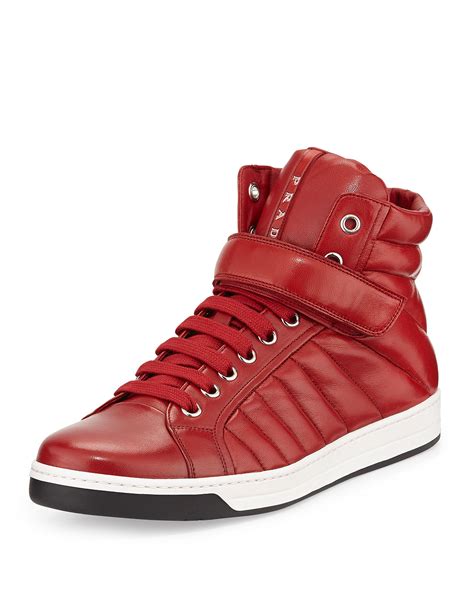 red high top Prada sneakers